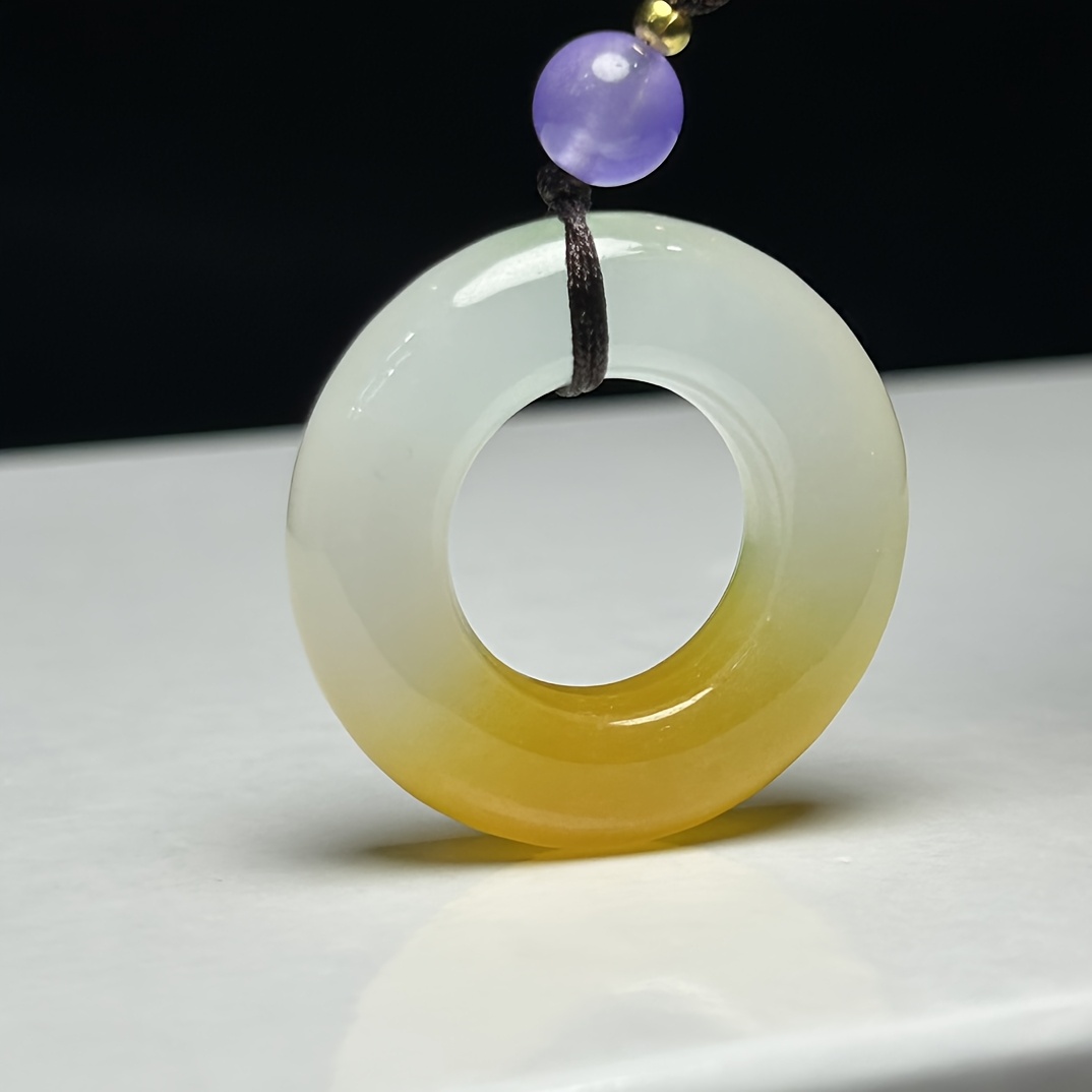 Fashionable Natural Stone Donut Pendant Necklace with Peace Symbol